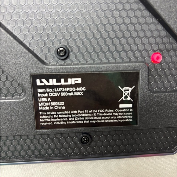 Wired LVLUP Pro Gaming Keyboard with LED Keys LU734PDQ- DC5V 500 mA MAX - Picture 7 of 7
